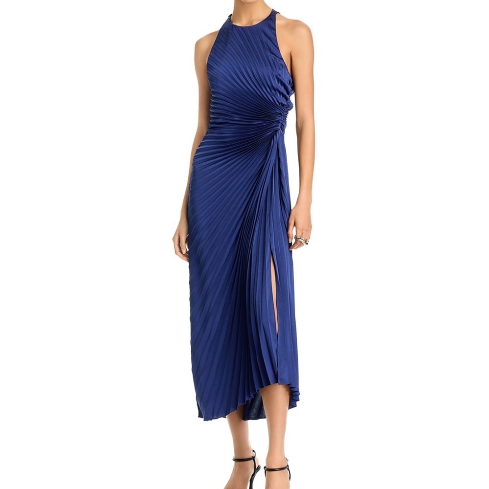 A.L.C. Reagan Pleated Blue Midi Dress, Size 2